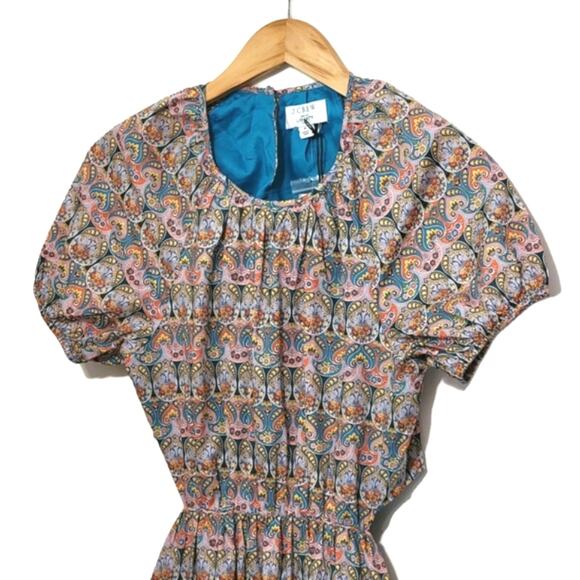 J Crew Liberty Fabric Floral Dress Side Cut Out Midi Boho Summer Blue Pink 6 - Picture 3 of 16